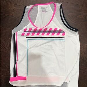 Lucky in Love White and Pink Tank Top